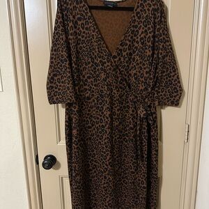 Sanctuary Brown Cheetah Leopard Print Sweater Dress Women’s 3X Nordstrom
